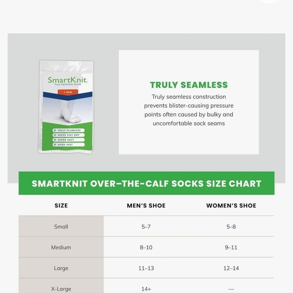 2 pairs, NEW Smart Knit Diabetic knit seamless socks, Men's or Womens LARGE, - Picture 7 of 8